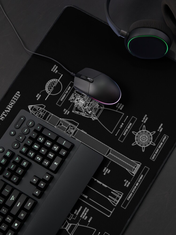 Alternate view of SPACEX: Falcon 9 & Super Heavy / Starship (White Stencil - No Background) Mouse Pad
