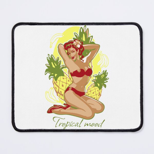 Item preview, Tropical mood | Pinup girl with pineapples and bananas on background designed and sold by AnnaRuz.