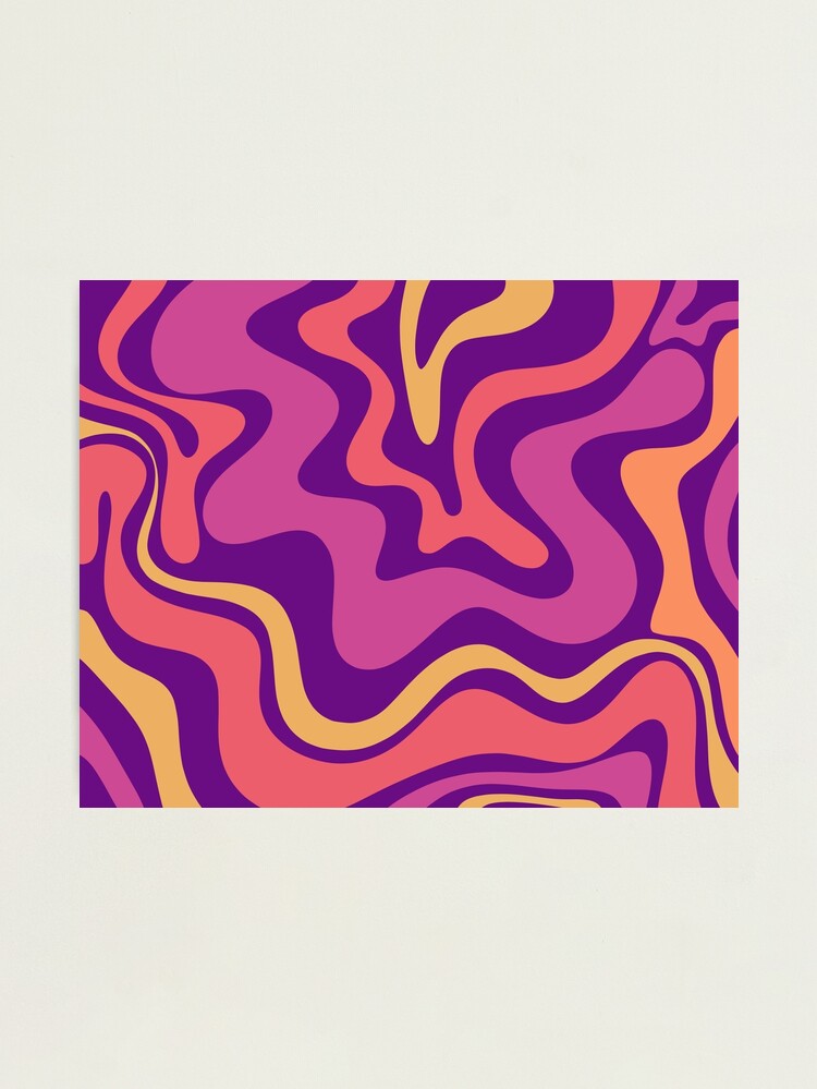 Retro Liquid Swirl Abstract Pattern 5 Purple Orange Yellow