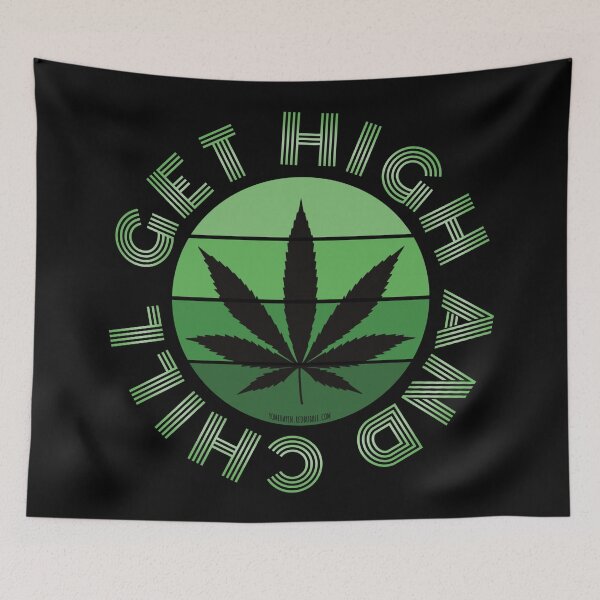 Item preview, Retro Vintage Sunset Green Pot leaf-Get high and chill designed and sold by YomeHayin.