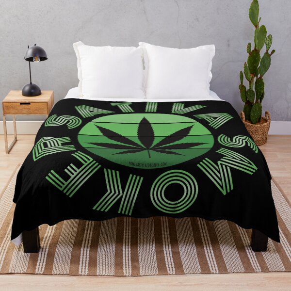 Aperçu de l'œuvre Retro Vintage Sunset Green Pot fumeur feuille-sativa créée et vendue par YomeHayin.