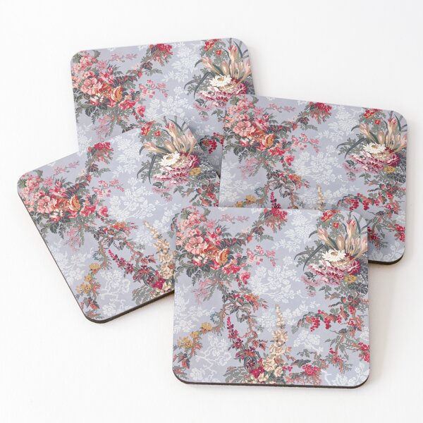 Item preview, Patrón floral vintage victoriano gris y rojo-artes industriales designed and sold by Tamas Das.