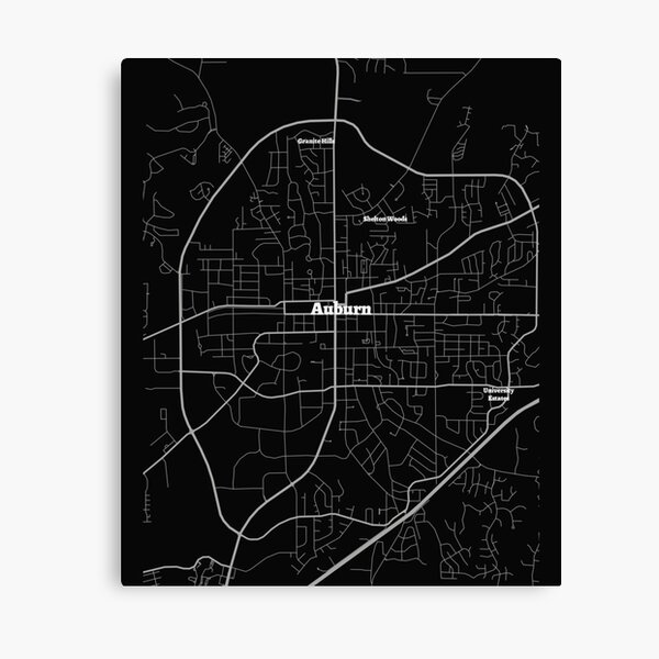 Lienzo «Mapa de Auburn Alabama Mapa de Auburn Alabama Mapa moderno de