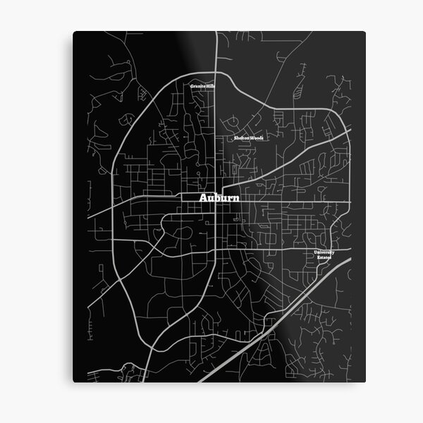 Lámina metálica «Mapa de Auburn Alabama Mapa de Auburn Alabama Mapa