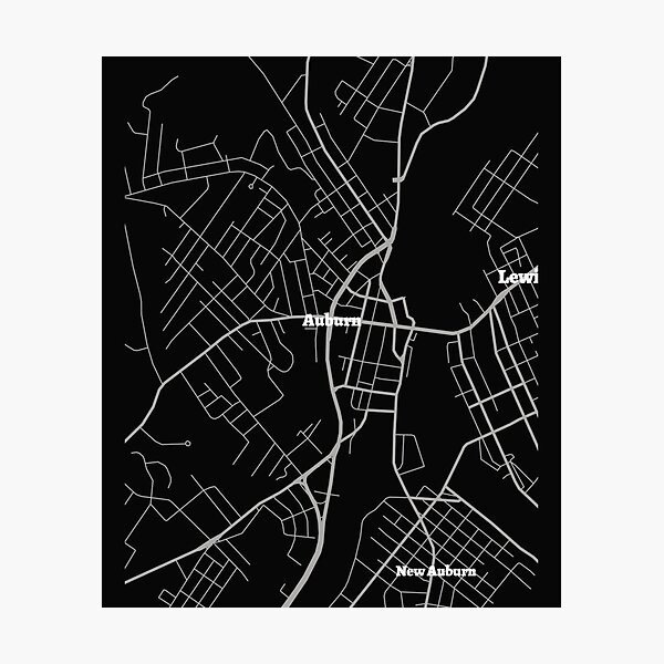 Lámina fotográfica «Mapa de Auburn Maine Mapa de Auburn Maine Mapa