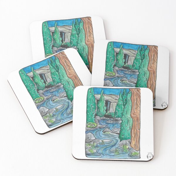 Item preview, Watercolor river dolmen illustration designed and sold by Noushkanel.