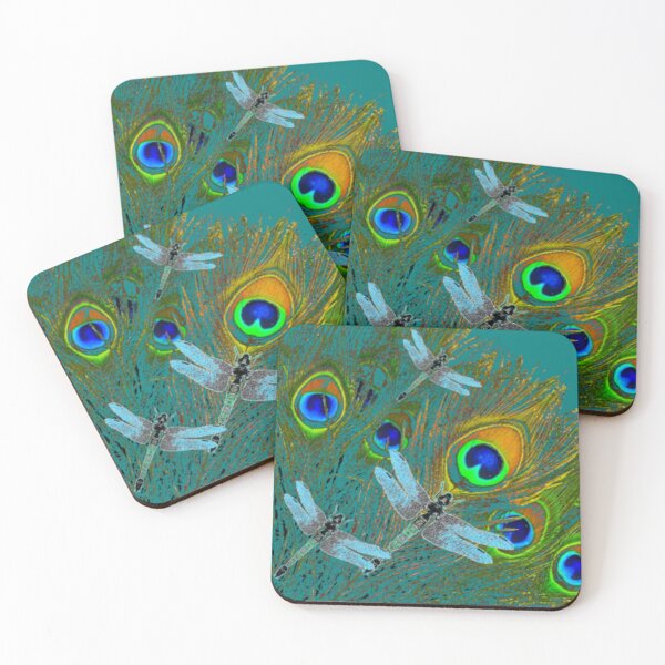 Item preview, BLUE DRAGONFLYS PEACOCK GREEN PATTERN ART designed and sold by sharlesart.