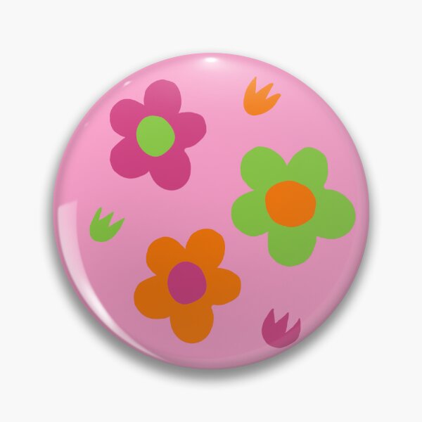 Item preview, Multicolor pink green and orange flower power pink background print designed and sold by DemonicGloom.