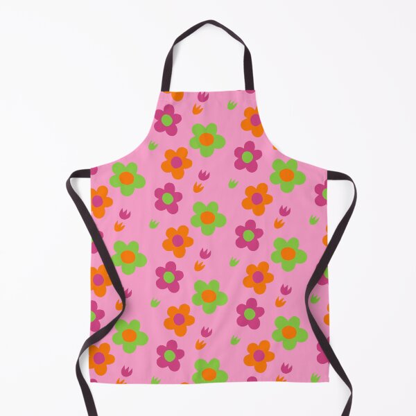 Item preview, Multicolor pink green and orange flower power pink background print designed and sold by DemonicGloom.