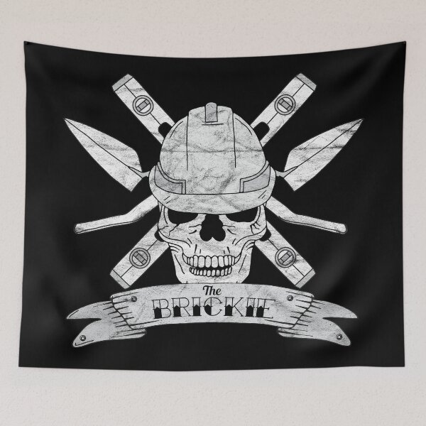 Item preview, Brickie Bricklayer Construction Worker Skull designed and sold by HotHibiscus.