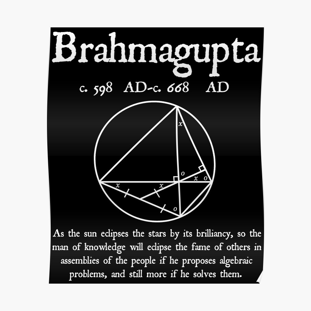 Brahmagupta Quote Algebra Vintage Math Design on Black Background ...