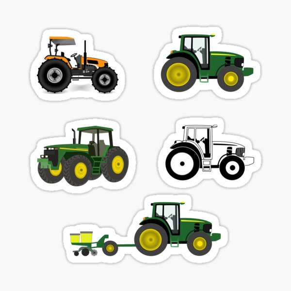 Aufkleber Kleine Landwirtschaft mit Traktor und Pflug im Feld 