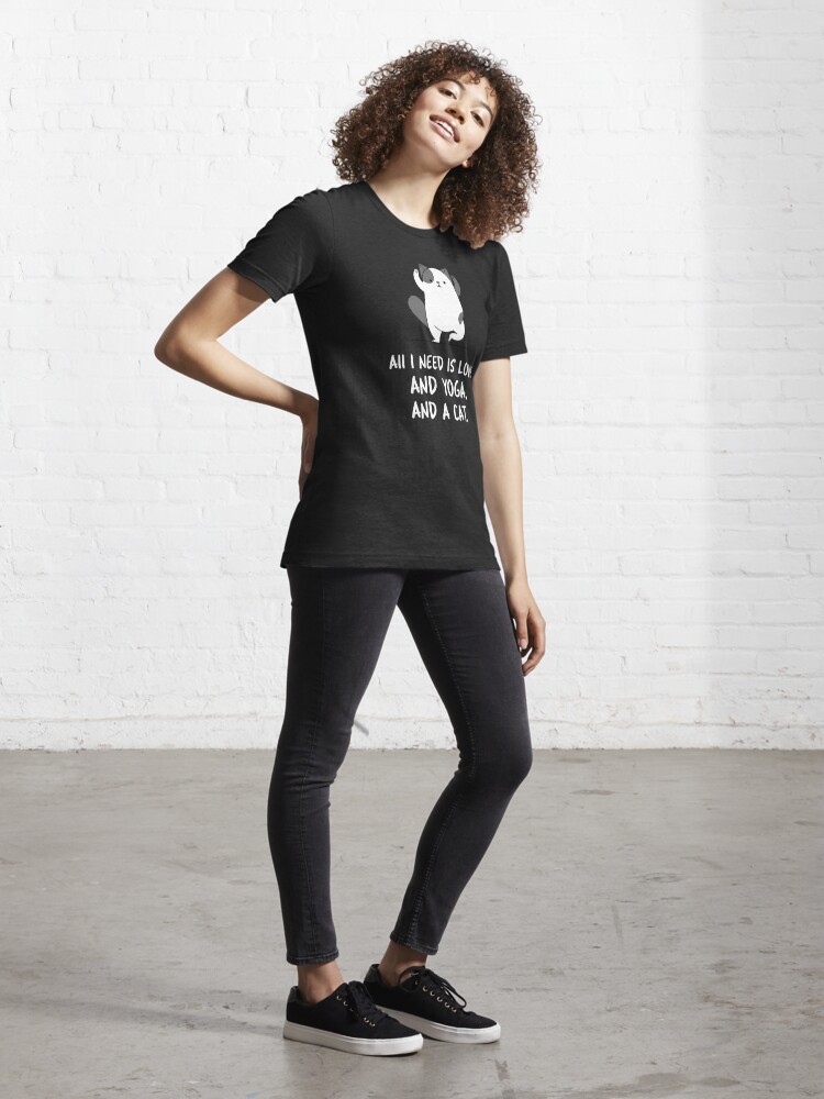 Discover All I Need Is Love And Yoga And A Cat Bubble Essential T-Shirt