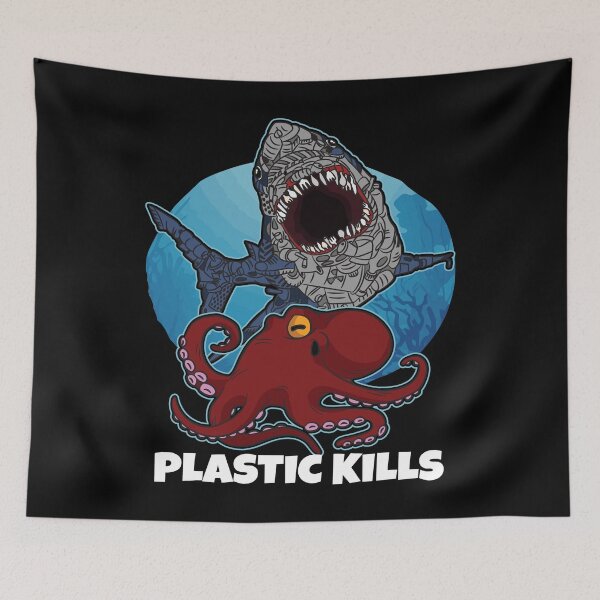 Artikelvorschau, Plastic Kills Garbage Shark Octopus Ocean Polution entworfen und verkauft von Moonpie90.