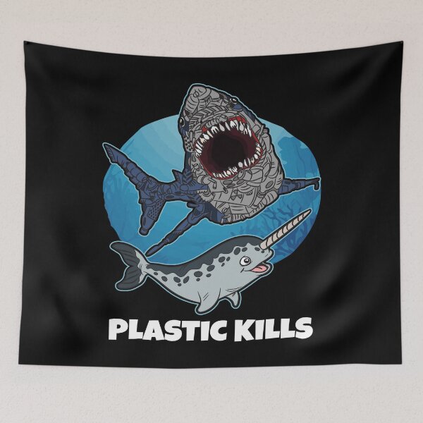 Artikelvorschau, Plastic Kills Garbage Shark Narwhal Ocean Polution entworfen und verkauft von Moonpie90.