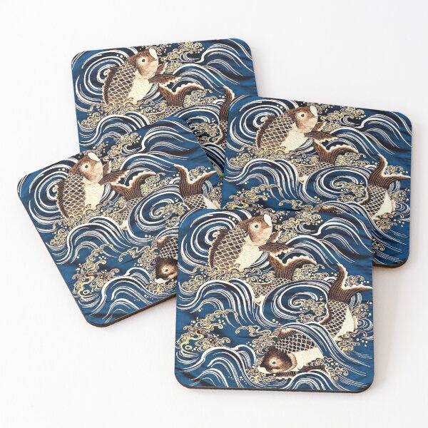 Item preview, brown carp and blue water- japanese art designed and sold by 1andydesign.