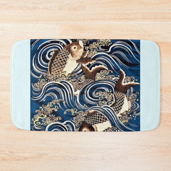 Item preview, brown carp and blue water- japanese art designed and sold by 1andydesign.