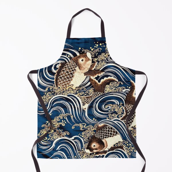 Item preview, brown carp and blue water- japanese art designed and sold by 1andydesign.