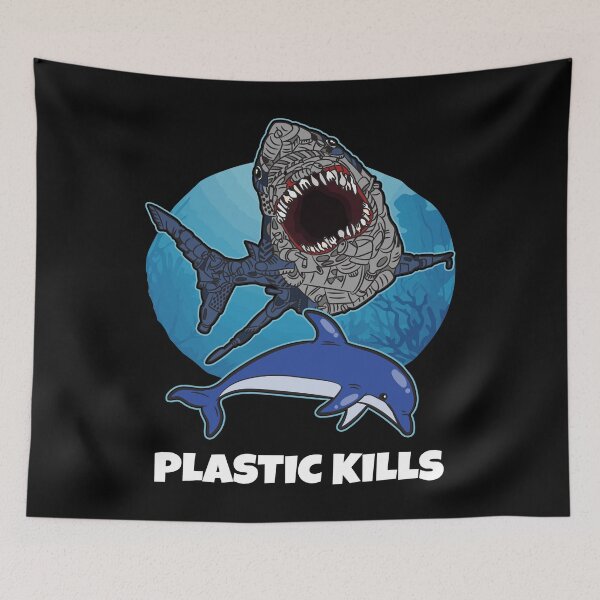 Artikelvorschau, Plastic Kills Garbage Shark Dolphin Ocean Polution entworfen und verkauft von Moonpie90.