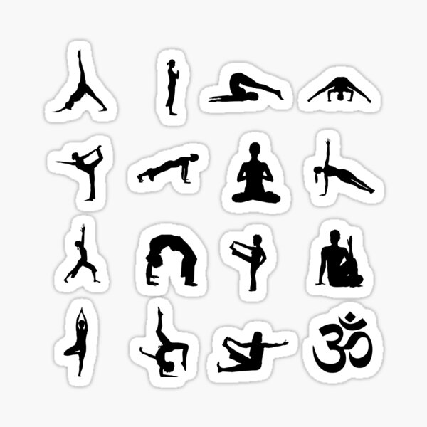 "Yoga Poses and Asanas Sticker Pack Minimalist Yoga" Sticker by V0L0S