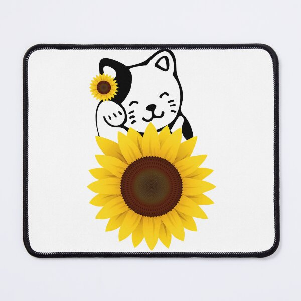 Item preview, Cute cat with sunflower flowers designed and sold by RamboDesign.