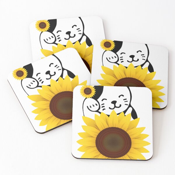 Item preview, Cute cat with sunflower flowers designed and sold by RamboDesign.