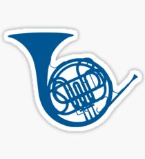 Blue French Horn Sticker