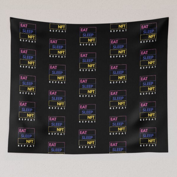 Item preview, Eat sleep NFT repeat -colourful design designed and sold by happyrays.