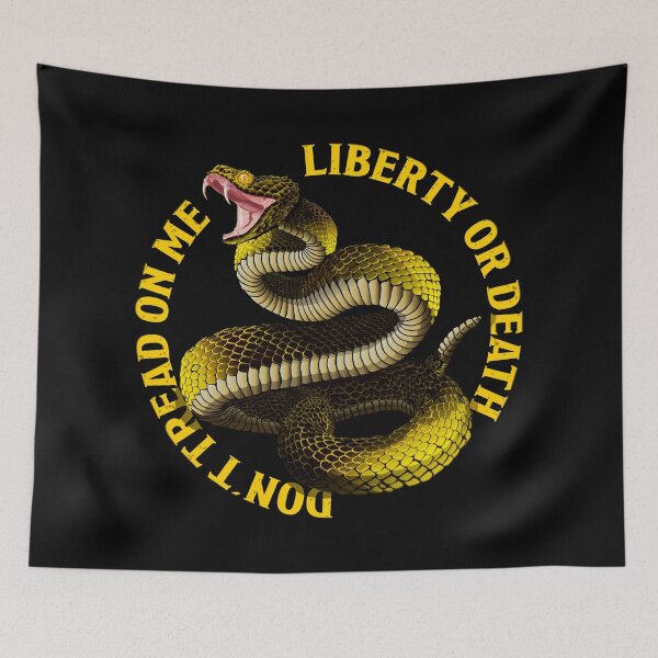 Aperçu de l'œuvre drapeau du libéralisme. Serpent. Liberté ou mort. Drapeau de Gadsden. Grelot. serpent jaune vecteur de serpent. Tatouage d'art de serpent créée et vendue par DALIO666.