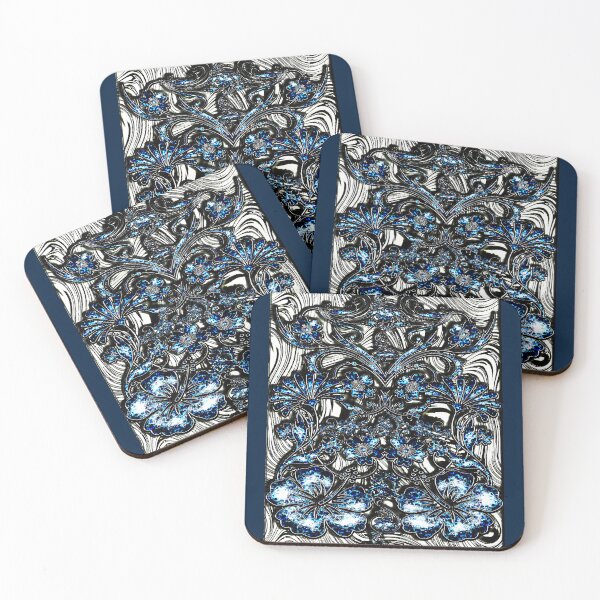 Item preview, Blue Gem Flowers on Silver designed and sold by EnuffGuff.