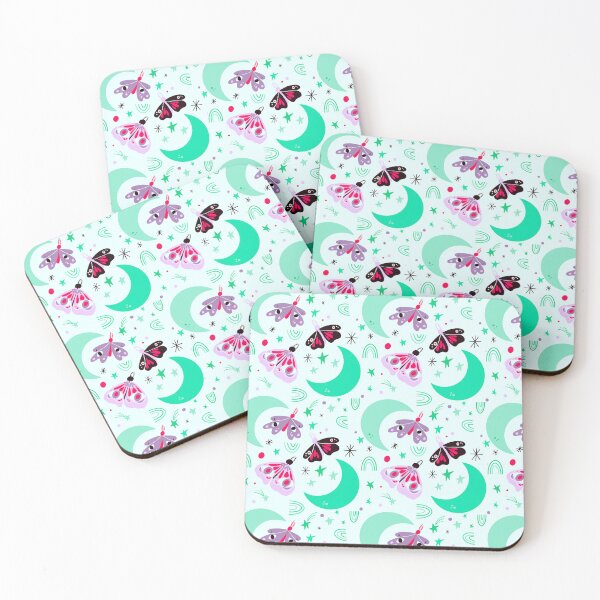 Item preview, Moths and Moons - Green & Pink designed and sold by AnArielleShop.