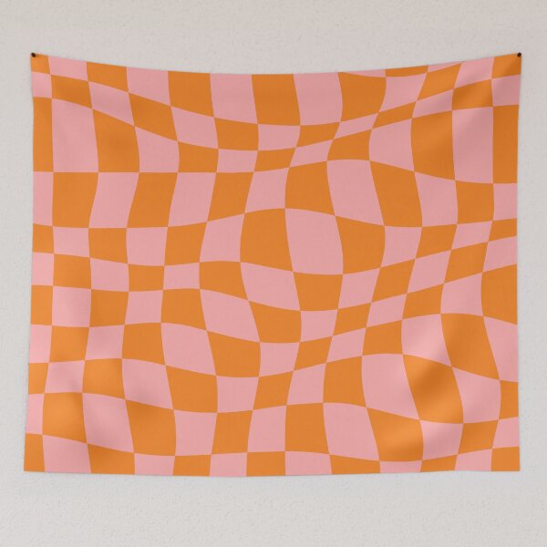 Item preview, Warped Checkered Pattern (orange/pink) designed and sold by Design Minds Boutique.