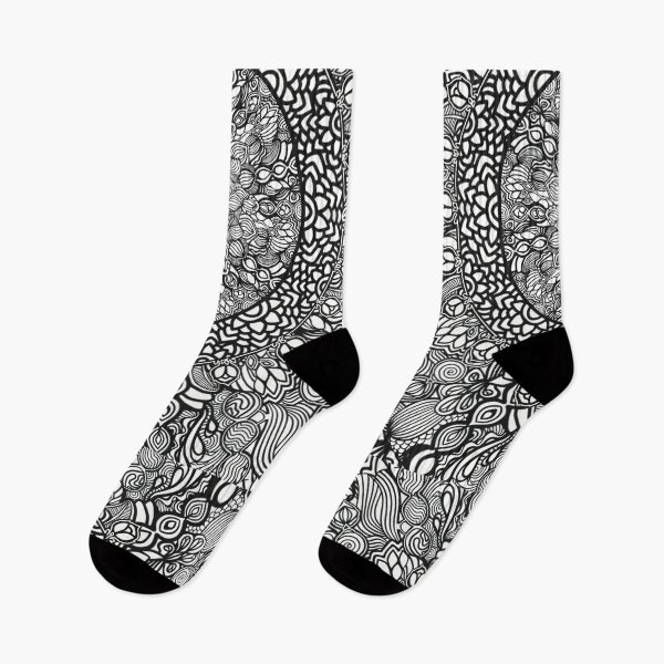 Item preview, Zentangle Mandala, Black and White Digital Illustration designed and sold by cherdoodles.