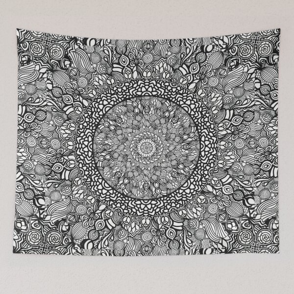 Item preview, Zentangle Mandala, Black and White Digital Illustration designed and sold by cherdoodles.