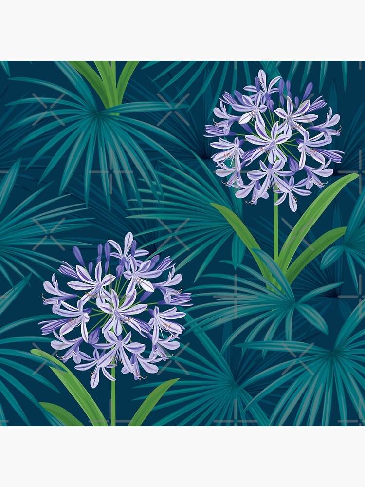 Tarjetas de felicitación «agapanthus lirio africano con patrón de hojas de  palma» de Sidouseller | Redbubble