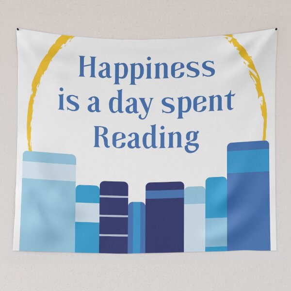 Item preview, Happiness is a Day Spent Reading | Blue | White designed and sold by Wintre2.
