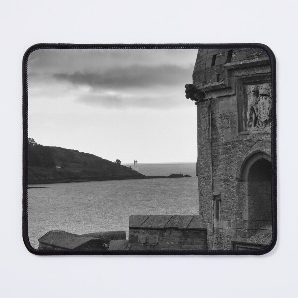 Item preview, Black and white St Mawes Castle with lighthouse in distance designed and sold by Ann Biddlecombe.