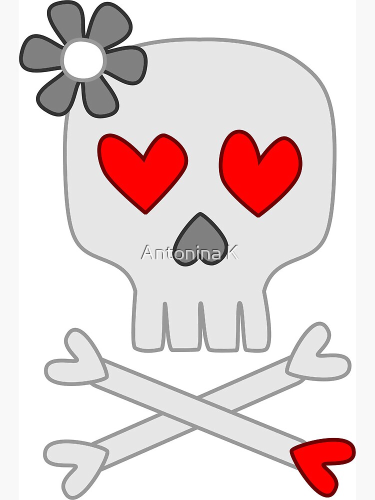 Skull with heart shaped eyes. Valentine's Day greeting card. Skull and pink  hearts. Vector illustration 13715474 Vector Art at Vecteezy