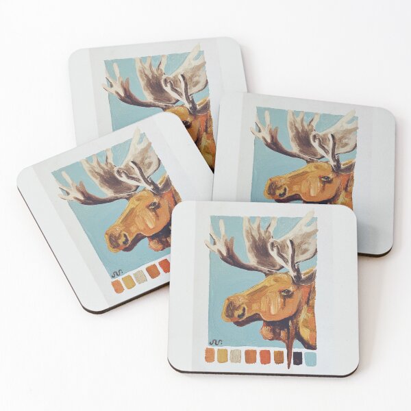 Item preview, moose mini oil painting designed and sold by sophunart.