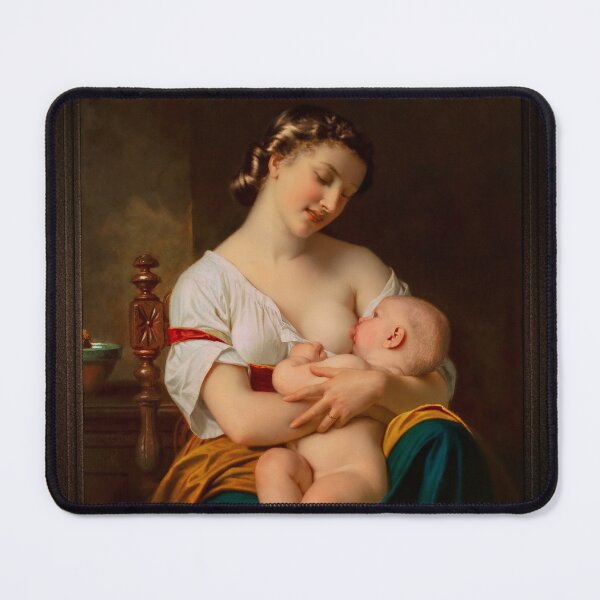Item preview, Young Mother Nursing Her Baby by Hugues Merle Remastered Xzendor7 Classical Art Old Masters Reproductions designed and sold by Xzendor7 Digital Art Creations.