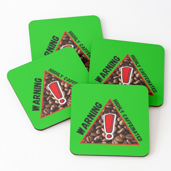 Item preview, Warning Highly Caffeinated Coffee Beans Triangle Warning Sign In Green designed and sold by LuckyKermit.