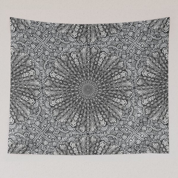 Item preview, Zentangles Mandala, Black and White Digital Illustration designed and sold by cherdoodles.