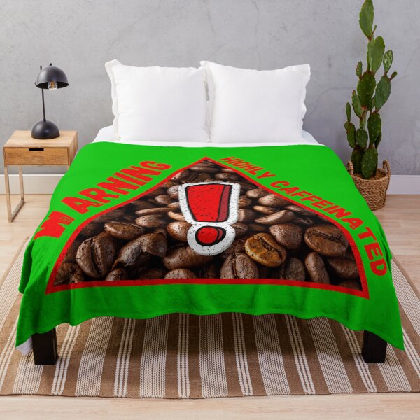 Item preview, Warning Highly Caffeinated Red Letters Coffee Beans Triangle Warning Sign In Green designed and sold by LuckyKermit.