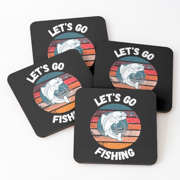 Item preview, Let's Go Fishing Fish On A Hook Retro Sunset Grunge Effect In Black designed and sold by LuckyKermit.
