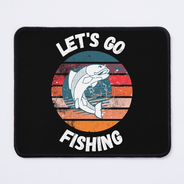 Item preview, Let's Go Fishing Fish On A Hook Retro Sunset Grunge Effect In Black designed and sold by LuckyKermit.