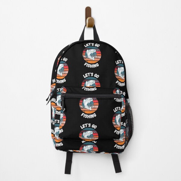 Item preview, Let's Go Fishing Fish On A Hook Retro Sunset Grunge Effect In Black designed and sold by LuckyKermit.