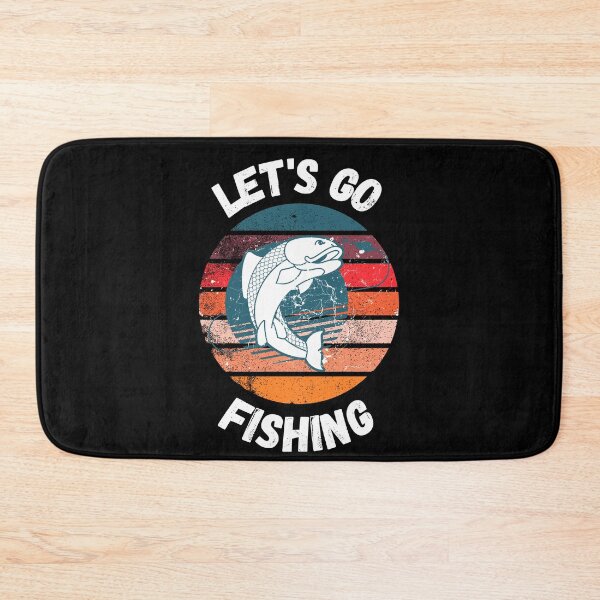 Item preview, Let's Go Fishing Fish On A Hook Retro Sunset Grunge Effect In Black designed and sold by LuckyKermit.