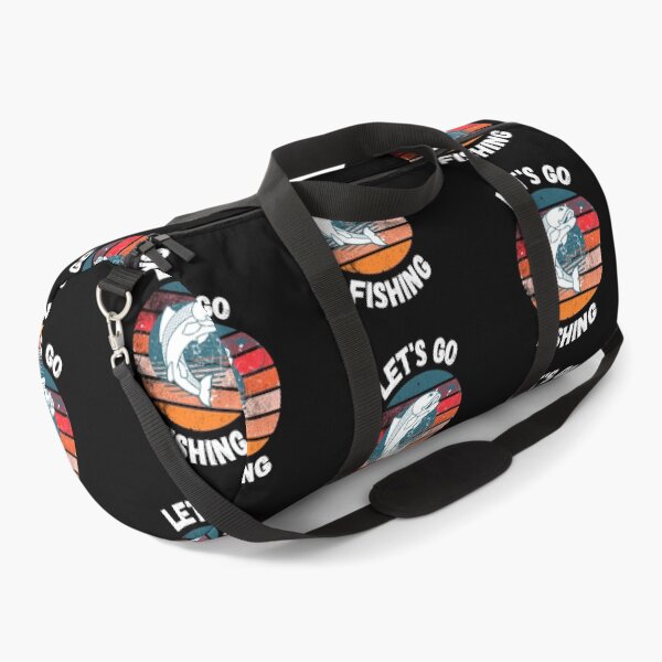 Item preview, Let's Go Fishing Fish On A Hook Retro Sunset Grunge Effect In Black designed and sold by LuckyKermit.