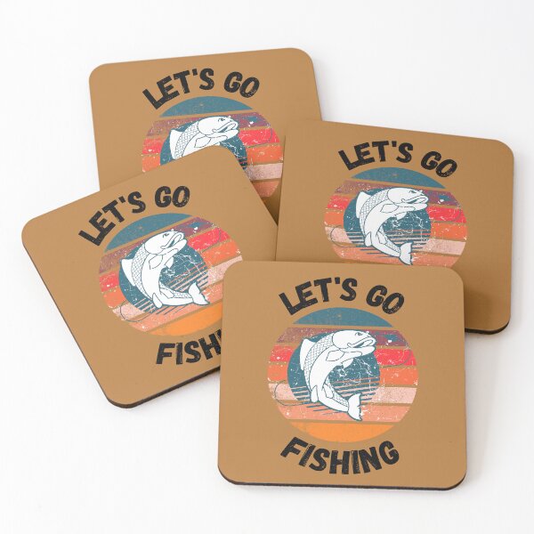 Item preview, Let's Go Fishing Fish On A Hook Retro Sunset Grunge Effect In Light Brown designed and sold by LuckyKermit.