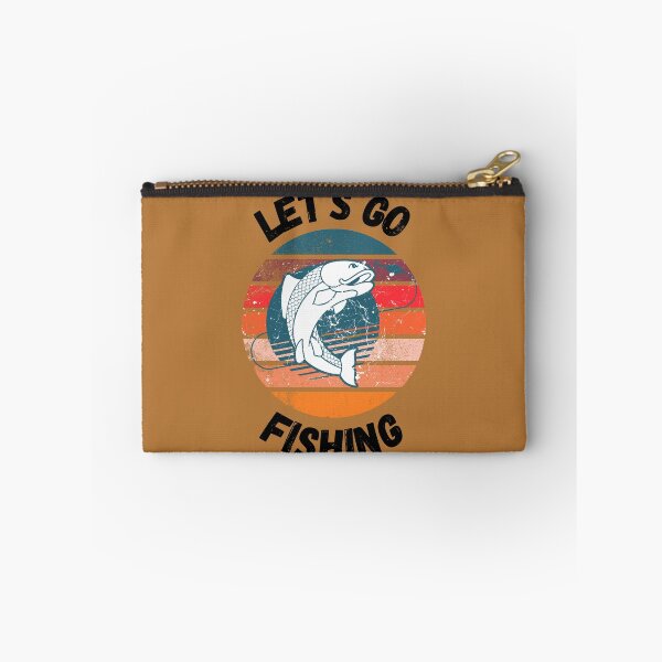 Item preview, Let's Go Fishing Fish On A Hook Retro Sunset Grunge Effect In Light Brown designed and sold by LuckyKermit.